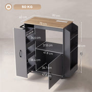 Kitchen Trolley on Wheels, Rolling Kitchen Island Cart with Power Outlet, Grey
