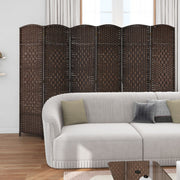 DARK BROWN ROOM DIVIDER 6 PANEL SOLID WEAVE WICKER FOLDING PRIVACY SCREEN PANEL