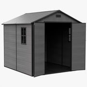 8x8FT Plastic Garden Shed Outdoor Tool Storage House with Floor & Lockable Doors