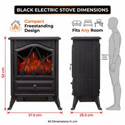 Electric Fireplace Heater Adjustable Flame Brightness 900/1800W Freestanding