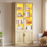 Display Cabinet with Glass Doors, Adjustable Shelves & LED Lights, Home Office