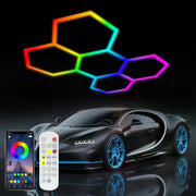 5 Hexagon LED Lighting Detailing Garage RGB Workshop Retail Car Showroom APP