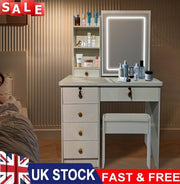 Makeup Desk Home Dressing Table Vanity with Stool Drawer & LED Mirror NEW *