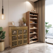 Bamboo Shoe Cabinet with Doors Shoe Rack Living Room Entryway Closet Organizers