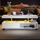 Led Coffee Table With 2 Drawer Storage, High Gloss Coffee Table For Living Room