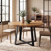 120cm Solid Wood Round Dining Table Modern Circle Kitchen Table for 4-6 People