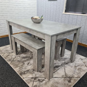 Grey kitchen Dining Table and 2 Benches setof 4 space saver dining room