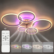 RGB LED Ceiling Fan Light Dimmable Chandelier Living Room Lamp W/ Remote Control