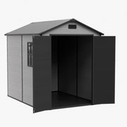 8x6 6x6 5x3 Plastic Garden Shed with Floor Window Lockable Door Wood Grain Grey