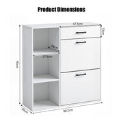 Shoe Storage Cabinets w/ Drawer & Side Cupboard 4 Tier Adjustable Flip-Down Scfn
