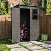 Grey Wood Effect Garden Shed Plastic Outdoor Tools House Storage Sheds -5x3FT