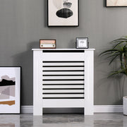 Kensington Radiator Cover Modern Traditional Horizontal Slat Cabinet MDF White