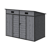 4 x 8ft Grey Wood Effect Plastic Garden Shed Outdoor Utility Tool Storage House