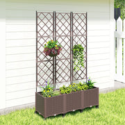 Raised Garden Bed with Trellis, Self Watering Outdoor Planter Box with Wheels