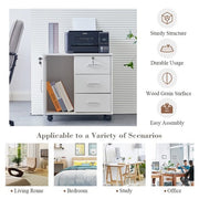 White Office Filing Cabinet Mobile Printer Stand File Storage Drawers Wheels