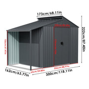 Large 10x6ft Shed Metal Garden Tools Bike Storage Shed Outdoor House W/Open Shed