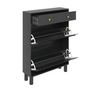 Modern Freestanding Shoe Cabinet Organizer with 2 Flip & 1 Pull-Out Drawers New