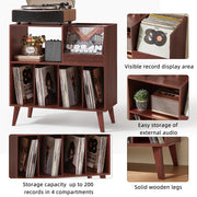 Large record stand with storage record player stand with shelf vinyl record