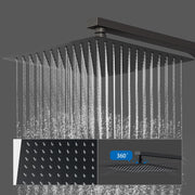 Bathroom Mixer Shower Thermostatic Dual Head Square Rainfall Handset Matte Black