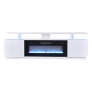 70Inch TV Stand Cabinet High Gloss Electric Fireplace Unit with 12 Colour Flame