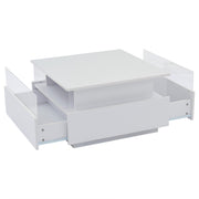Coffee Table with LED Lights Storage Tea Table High Gloss White for Living Room
