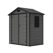 Outdoor Garden Shed 6x4ft Plastic Tool Bike Storage House w/ Lockable Two Doors