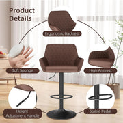 Bar Stools Set of 2 Adjustable Swivel Velvet Brown Modern Kitchen Dining