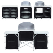 Outdoor Camping Kitchen Cupboard Cook Table Folding Storage Unit Shelf w Handbag