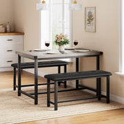 Kitchen Dining Table Set 3 Piece with 2 Upholstered Benches Space Saving Design
