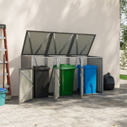 Triple Wheelie Bin Storage Metal Store Cover Garden Rubbish Dustbin 3 Sheds Grey