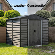 8 x 7FT Metal Garden Shed Outdoor Storage Galvanised Foundation Kit, Apex Roof