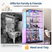 Corner Display Cabinet with Glass Doors Lockable 5-Tier RGB Figures Collectables