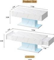 High Gloss LED Coffee Table Cocktail Center Table Modern Living Room Rectangle
