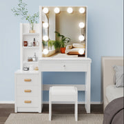 Dressing Table With Drawers Mirror Stool Set Makeup Desk Vanity Table Bedroom