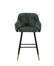 Zurich Modern Velvet Padded Bar Stool Chair with Black Metal Legs