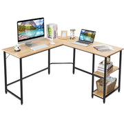 L-Shaped Corner Computer Desk Industrial PC Table Large Workstation with Storage