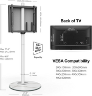 FITUEYES Minimalism White TV Stand for 32-60 Inch Tall TV Floor Stand Base Glass