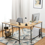 L-Shaped Corner Computer Desk Industrial PC Table Large Workstation with Storage