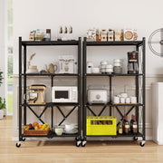 4-Tier Foldable Storage Shelf Collapsible Storage Rack Black