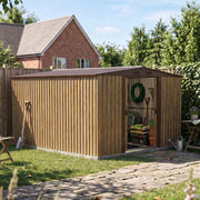 10X8FT Metal Garden Storage Shed Waterproof Shed w/ Sliding Door Free Foundation