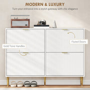 Slim Shoe Storage Cabinet with 4 Flip Drawers for Hallway, White
