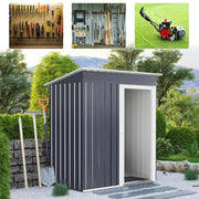 5 x 3ft Garden Shed Galvanised Metal Shed Outdoor Storage Tool Small House Grey