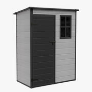 8x6 6x6 5x3 Plastic Garden Shed with Floor Window Lockable Door Wood Grain Grey