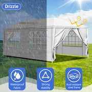10x20ft Outdoor Tent Waterproof Gazebo Marquee Canopy - 4 Removeable Sidewalls