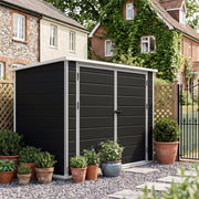 Garden Shed 7x4ft Plastic Tools Storage House with Floor & Lockable Double Doors