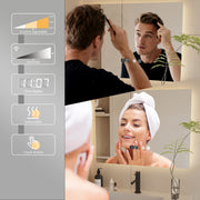 Large Rectangular LED Bathroom Mirror with illumination, Anti-Fog, Wall Mount