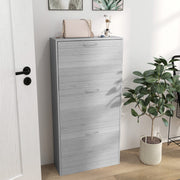 Slim Shoe Storage Cabinet with 3 Flip Drawers, Grey