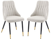 4 Velvet Dining Chairs Gold Tip Legs Beige Grey Blue Black velvet luxury