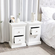 Pair of White 2 Drawer Bedside Tables small space storage bedroom furniture
