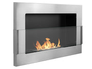Bio Ethanol Fireplace 650x400 - Wall-Mounted - With glass - Silver - Set